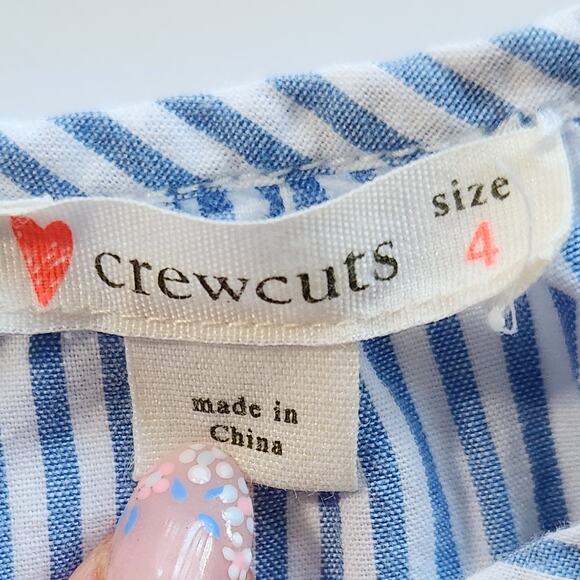 J.Crew Crewcuts Girls Cotton Blue Striped Drawstring Dress Size 4 - Picture 6 of 7